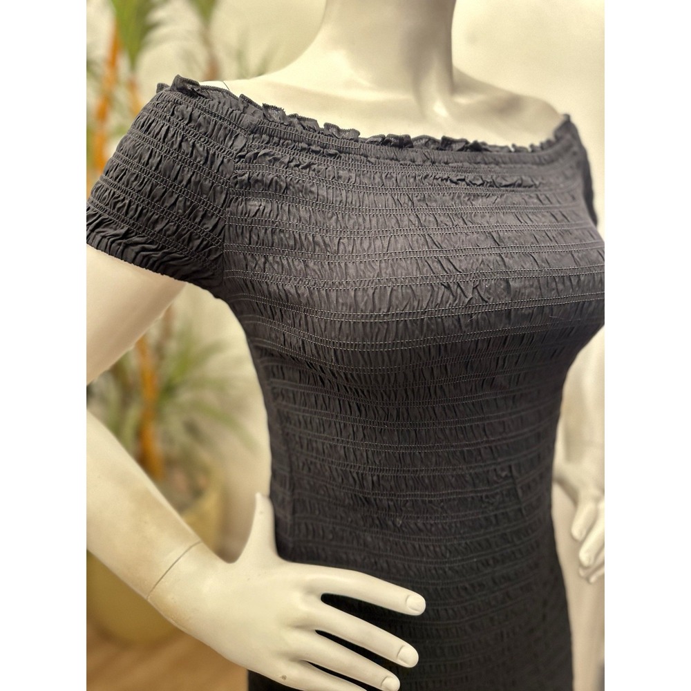 NEW Cotton On Black Dress Size M/L 8/10 Off Shoulder Smocked Cocktail Party NWT - Picture 3 of 10